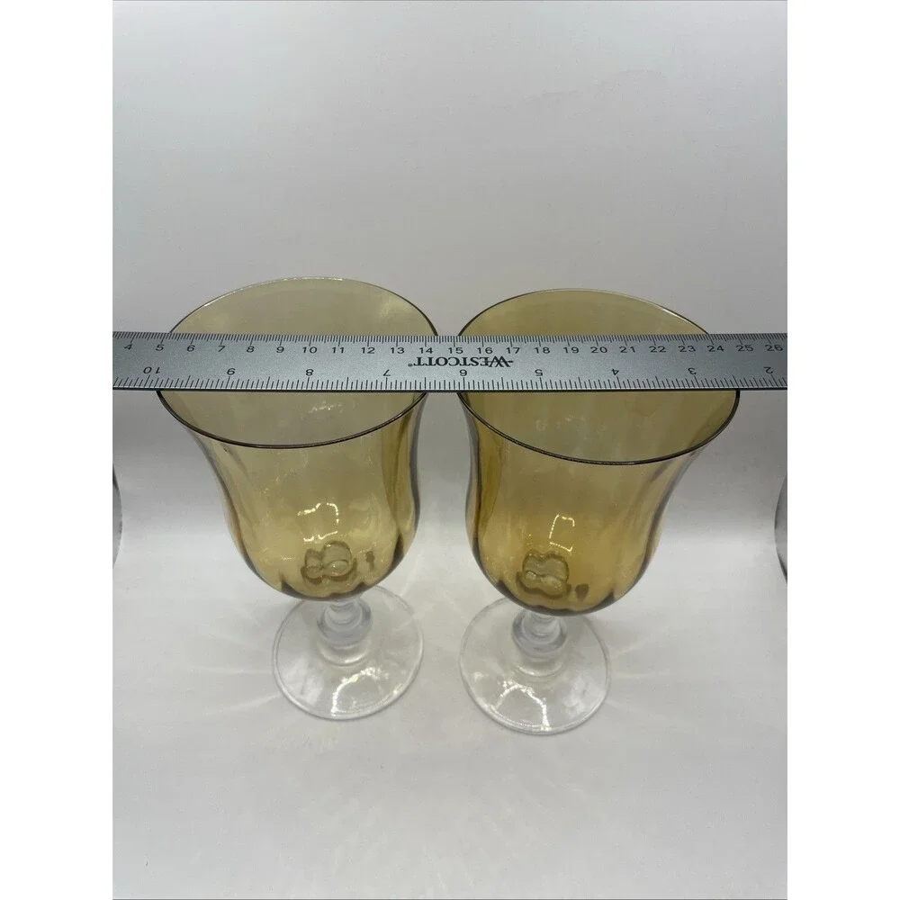 Mikasa French Countryside Amber Crystal Goblet Stem Water Glass Gold Yellow